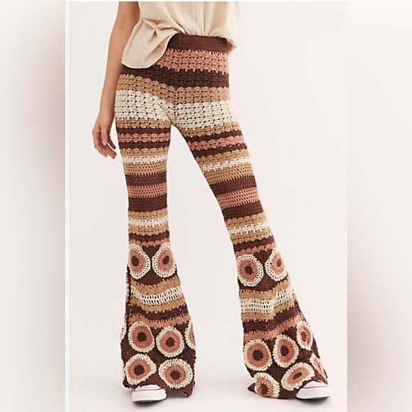 Flook x Free People Grandpa Crochet Flare Pants - Picture 1 of 6